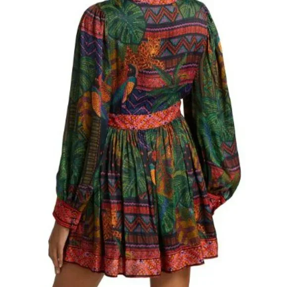 FARM RIO FOREST TAPESTRY WRAP MINI DRESS  XS - Picture 4 of 4